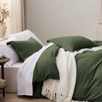 Bedsure Olive Green Oversized King Duvet Cover - 3 Pieces Prewashed Cotton-Like Extra Soft Bedding Set, Includes 1 Duvet Cover 120x98 Inches with Zipper Closure & 2 Pillow Shams, No Comforter