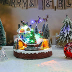 Bdor Christmas Village Tabletop Decoration with Rotating Train, Music and Lights – Lighted Christmas Scene with Santa Sleigh, Tree, and Kids – Battery or Plug Powered