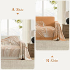 Boho Couch Cover Washable Sectional Couch Covers for Dogs Reversible Sofa Slipcover for 2 or 3 Cushion Couch Pet Friendly Furniture Protector (1# Orange, 71" x 134")