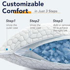 QUTOOL Cooling Pillows for Sleeping Shredded Memory Foam Pillows 1 Pack, Gel Bed Pillow for Hot Sleepers, Soft and Supportive, Adjustable Pillow for Side, Back Sleepers, Gifts for boyfriend, Women Men