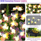 Solar Garden Lights Outdoor, New Upgraded 4-Pack Firefly Solar Lights with Iridescent Petals & Warm White Glow - Waterproof Wind-Swaying Decor for Yard, Patio
