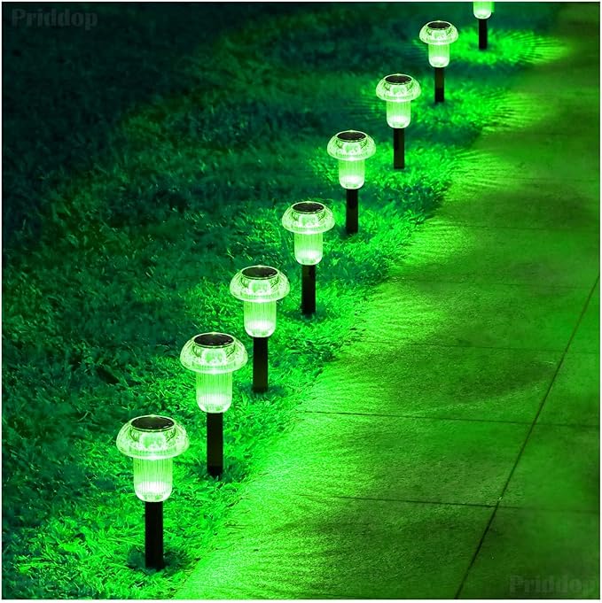 Halloween Solar Lights Outdoor 8 Pack Green LED Waterproof Mushroom Outside Lights for Yard Garden Patio Pathway Walkway Landscape Halloween Decorations