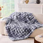 BENVWE Fluffy Faux Fur Throw Blanket for Couch - Soft, Plush, Thick, Cozy, Fuzzy Luxury Minky Bubble Blanket for Home Living Room Decor, Gifts for Women, Tie-dye Light Grey, 63" x 80", 1100GSM
