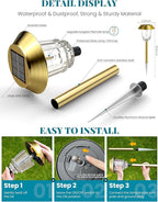 Solar Lights Outdoor Waterproof,4 Pack Gold Pathway Lights with 10-40 LM Dimmable Glass and Metal, Solar Powered Garden Decor for Yard,Patio,Pathway,Driveway Fall Decoration(Warm White)