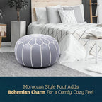 Marrakesh Gallery Genuine Leather Round Pouf Unstuffed - Moroccan Ottoman Footstool, Footrest Cover - Boho Decor - Bohemian Living Room, Bedroom, Kids Room, Gift & Wedding