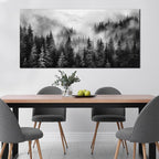 Large Pictures for Living Room Foggy Forest Canvas Wall Art for Bedroom Black Home Office Wall Decor 29 x 59 Inch