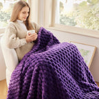 NEWCOSPLAY Super Soft King Blanket Purple Premium Silky Flannel Fleece 3D Clouds Stylish Jacquard Lightweight Bed Blanket All Season Use 350GSM (Purple, King(90"x110"))