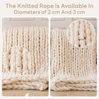 Chunky Knit Blanket - Luxury Soft Cozy 61 * 79 Bold Throw Blanket,100% Woven Blanket Rope Knot Throw Blanket for Couch, Sofa, Home Decor, Gift - Machine Washable（Cream）