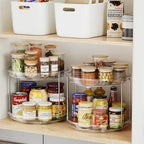 2 Pack 2 Tier Lazy Susan Organizer, 9.25'' Lazy Susan Turntable for Cabinet, Stackable Turntable Organizer Rotating Spice Rack Organization for Kitchen Countertop, Pantry, Bathroom, Clear