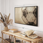 Elephant Stock Worn Soccer Ball Wall Art - Horizontal Framed Canvas - 1-Piece Living Room Wall Decor - Photography sports Canvas Print - Brown and Gray Decor for Wall - 40" X 27"