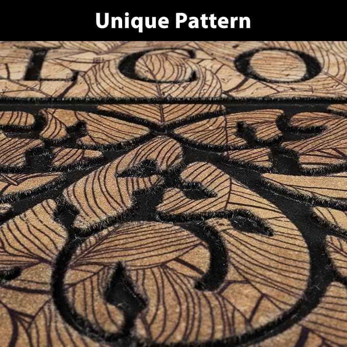 Durable Welcome Door Mats, 24"x36" Heavy-Duty Large Welcome Mat for Front Door with Non-Slip Rubber Backing, Door Mats for Outside Entry High Traffic Area（Leaves）