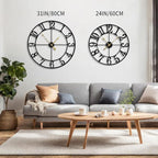 LEIKE Extra Large Wall Clocks,Silent Little Ticking,Battery Operated Vintage Round Modern Metal Wall Clock for Living Room, Bedroom,Farmhouse,Office Home Decor-32 Inch(Black-Arabic Number)