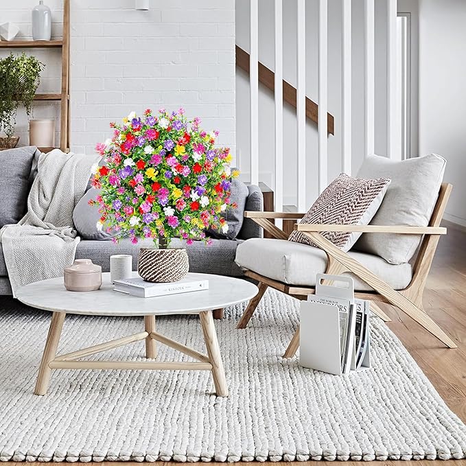 Artificial Boxwood Topiary Ball Trees with Ground Spikes UV Resistant Faux Greenery Shrubs Fake Shrubs for Outdoors, Realistic Faux Plants Bushes for Garden Porch Yard Patio Decor (Multi)