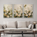 SIGNWIN Framed Canvas Print Wall Art Botanical Floral White Blossoms and Greenery Photography Modern Art Minimalist Black and White for Living Room, Bedroom, Office - 24"x36"x3 White