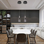 Pendant Lights Kitchen Island,Modern Pendant Led Light 2 Pack,Black Pendant Lights Kitchen Island for Dining Room,Led Chandelier for Bedroom Ceiling Hanging Pendant Light Fixture