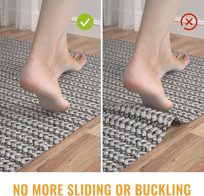 Silicone Non-Slip Rug Pad, Anti Skid Thin Area Rug Pad Gripper, Under Carpet Rug Mats for Hardwood Surface Floors, Keep Rugs in Place-2x6 Ft