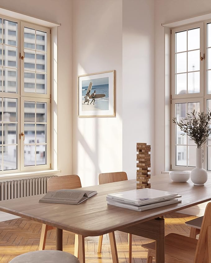 HAUS AND HUES Solid Oak 20”x20” Picture Frame Matted to 16”x16” - 20x20 Square Photo Frame, Beige 20x20 Picture Frame with Mat, 20 x 20 Frame Picture Frames for Wall (Beige Oak Frame)