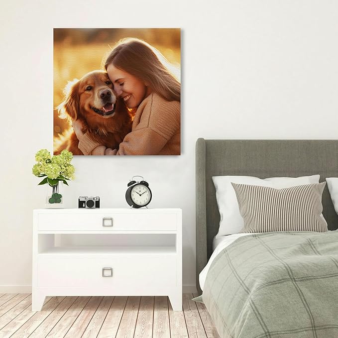 SPECPIX Custom Canvas Prints with Your Photos Customized Canvas Wall Art Personalized Canvas Pictures Gifts for Pet Dog Baby Family Mom Dad Men Women Couple Boyfriend Girlfriend Framed 10x10