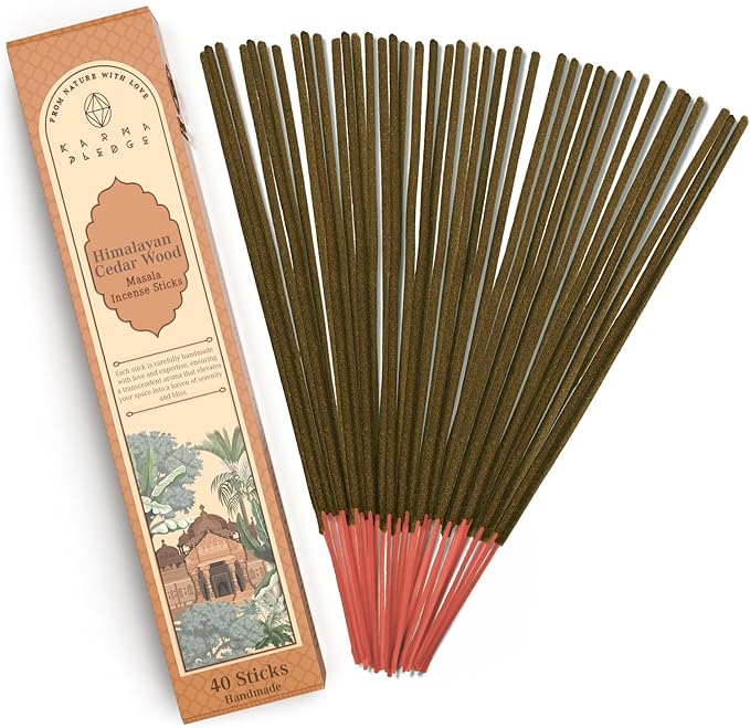 Incense Sticks, Himalayan Cedarwood Incense, Made with Natural Ingredients, Hand Rolled Aromatic Masala, 40 Stick Pack, 45-60 Minute Burn Time, Best for Home Fragrance, Meditation, Yoga, Relaxation