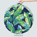 LVTXIII Inflatable Stool Ottoman Footrest with Handle, All Weather Footrest Seat, Indoor or Outdoor Pouf for Home Patio Garden and Camping Use, D31 xH14, Large Round, Hanalei Lagoon