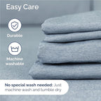 Twin XL Sheets Set 4 Piece - Includes 2 Pillowcases - Bed Sheets Twin XL - Soft Hotel Luxury Bedding - Cooling, Comfy & Breathable - 1 Flat & 1 Fitted & 2 Pillowcases w/ Deep Pockets - Heathered Blue