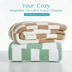 Joiedomi Throw Blanket for Couch Bed, Checkered Knitted Blankets Gifts for Women Mom Girls, Cozy Cute Soft Throw Home Room Decor Aesthetic for Women Mothers Birthday Gifts 50x60 Inches