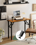 Frylr Small Folding Computer Desk – Portable 35.8 Inch Foldable Laptop Table, Collapsible and Compact for Easy Storage and Fast Setup, Lightweight for Small Spaces, Craft and Study Use, Rustic Brown