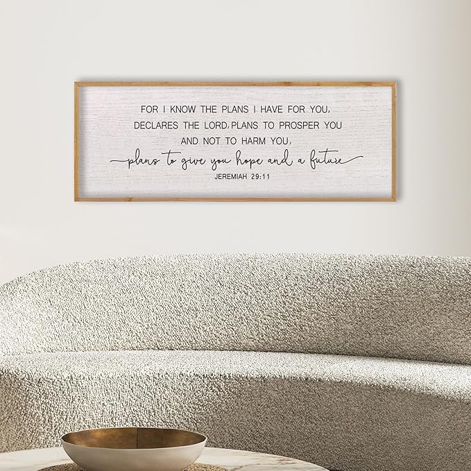 LuZhiQiang Bible Verse Jeremiah 29:11 Wall Art 40"x15" Large Scripture Christian Blessing Decor Plans To Give You Hope And A Future Sign (Wood)