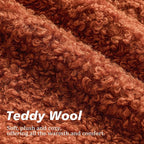 Foindtower Set of 2 Curly Teddy Wool Pillow Covers Decorative Boucle Textured Lumbar Throw Pillow Faux Fur Sherpa Pillowcases Sheepskin Fuzzy Cushion Case for Sofa Bedroom Car 12"x20" Burnt Orange