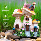 Solar Garden Statue Lights Mushroom Fairy House Figurine, Outdoor Memorial Garden Ornaments Waterproof Decoration for Outside Patio Yard Lawn Decor