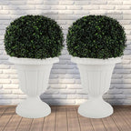 Pure Garden Outdoor Planter 2-Pack - 16x18-Inch Urn Planters - Plastic Plant Pots for Indoor, Outdoor, or Front Porch Decor - Flower Pots (White)