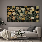 SIGNWIN 36"x72" Extra Large Framed Wall Art Whimsical Dandelion Field in Yellow and Green, Playful Botanical Print for Home Living Room Bedroom Decor (Frame Assembly Required)