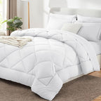 CozyLux Queen Comforter Set White - Bed in a Bag Queen Size 7 Pieces, Luxury Soft Bed Set for All Seasons, Bedding Set with Down Alternative Comforter, Sheets, Pillowcases & Shams