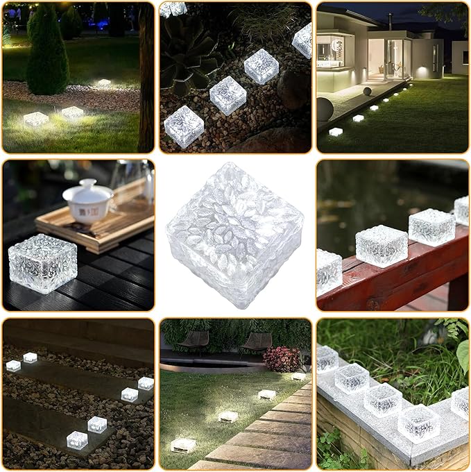 Solar Brick Lights - Outdoor Waterproof Patio & Garden Decor (3 Packs) for Patio, Yard, Walkway, Pathway
