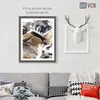 VCK 24x30 Frame Set of 3, Gray Solid Wood Poster Picture Frame, Exclusive Wood Grain, Wall Mounting Hanging