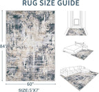 Area Rugs 5x7 Living Room: Washable Rug Modern Abstract Rugs Soft Non Slip Neutral Rug Stain Resistant Indoor Carpet for Bedroom Kitchen Dining Room Nursery Home Office Rugs(Black Brown,5'x7')