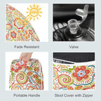 LVTXIII Indoor/Outdoor Inflatable Ottoman, All Weather Round Footrest Stool D21”x H9”, Portable for Patio Garden Camping or Home-Flower Multi