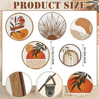 Qunclay 5 Pcs Wall Art Decor Wooden Living Room Wall Decor Bohemian Hanging Farmhouse Geometric 10'' and 8'' Aesthetic Wood Minimalist Posters for Bedroom(Boho)