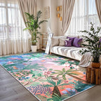 LIVEBOX Machine Washable Area Rugs 8x10 Lavender Girls Bedroom Rug, Soft Ultra-Thin Nursery Girl Carpet for Living Room, Jungle Purple Rugs for Girls Room, Lilac Rug for Nursery Room