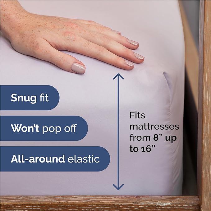 Full Sheets Set 6 Piece - Includes 4 Pillowcases - Bed Sheets Full Size - Soft Hotel Luxury Bedding - Cooling, Comfy & Breathable - 1 Flat & 1 Fitted & 4 Pillowcases w/ Deep Pockets - Light Lavender