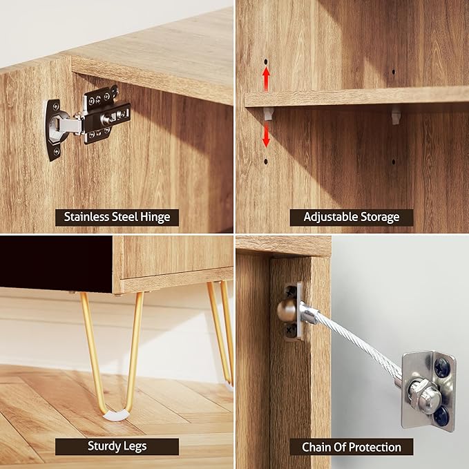 SIGNWIN Sideboard Buffet Cabinet, Kitchen Storage Cabinet with 2 Doors, Brown Clover Leaf Close Up, Cupboard Console Table for Dining Room - 35" L x 18" W x 29" H