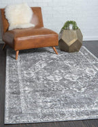 Unique Loom Rosso Collection Vintage, Traditional, Bohemian, Geometric, Distressed, Southwestern Area Rug, 2' 0" x 3' 0", Gray/Ivory