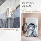 HOMFINE Washable Modern Area Rug - Geometric Style 8x10 Rugs for Living Room, Bedroom, Machine Washable Rug Soft Non Slip Non Shedding Area Rug - Blue, 8'x10'