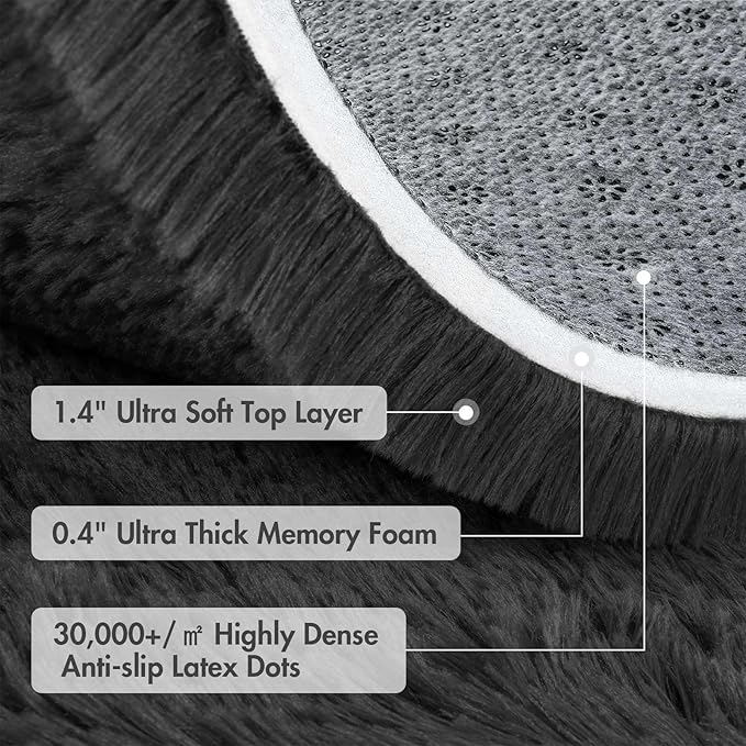 9x12 Ft Extra Large Shag Rugs for Living Room, Ultra Soft Fluffy Furry Area Rugs for Bedroom Indoor Floor, Aesthetic Carpet for Kids Home Decor (Dark Grey)