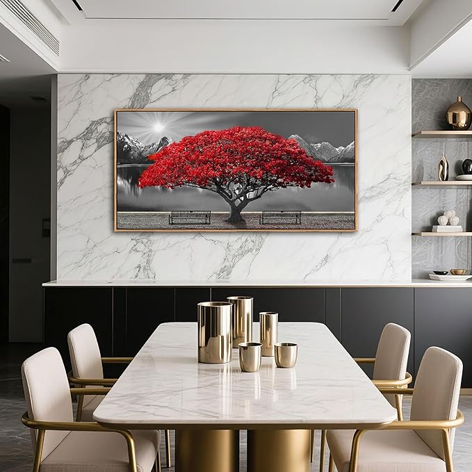 Large Framed Wall Art for Living Room Large Mangrove Landscape Modern Art for Wall Decor Living Room, Bedroom, Office, Home Wall Decor 24x48 inches(With Soild Wood Dark Framed)