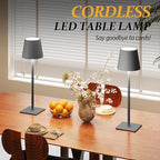 2 Pack Cordless Table Lamps, 3 Colors Stepless Dimming, 5000mAh Rechargeable Battery LED Desk Lamp for Bedroom/Couple Dinner/Desk/Cafe/Dining Room/Terrace