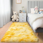 Small Rugs for Bedroom, 2x6 Fluffy Rug, Non-Slip Shag Soft Area Rug, Fuzzy Carpet for Kids Girls Boys, Modern Home Decor Aesthetic, Tie-Dyed Yellow