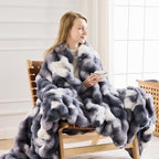Cozy Faux Fur Throw Blanket for Couch-Warm Fuzzy Throw Blanket, Soft Plush Thick Bubble Blankets for Bedroom and Living Room, Furry Luxury Blanket, 50 x 60,Tie-Dye Blue