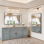 YIROMAN Bathroom Mirror 50"x30", Large Matte Black Bathroom Mirror for Over Sink with Aluminum Frame, Rectangular Vanity Mirror with Right Angle, Wall Mirror Hangs Horizontal or Vertical, Shatterproof