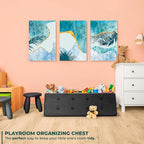 Sorbus Storage Ottoman Bench – for Living Room, Hallway, End of Bed, Bedroom Bench 43 in Large Folding Chest Seat Trunk w/Cover – Blankets, Coffee Table, Foot Rest– Tufted Velvet Linen Fabric (Black)